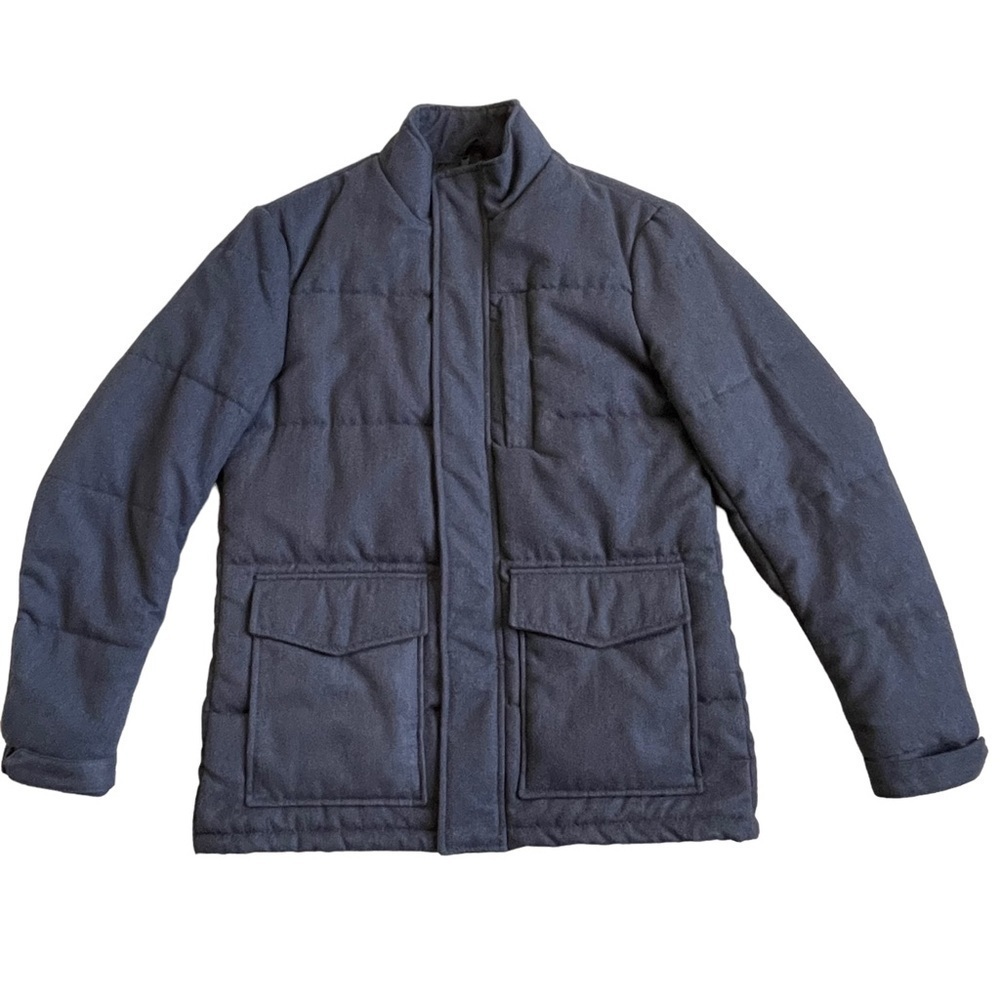Apt. 9 Men’s Puffer Grey Coat Jacket Size M Lined Zip Snap Closure Pockets
